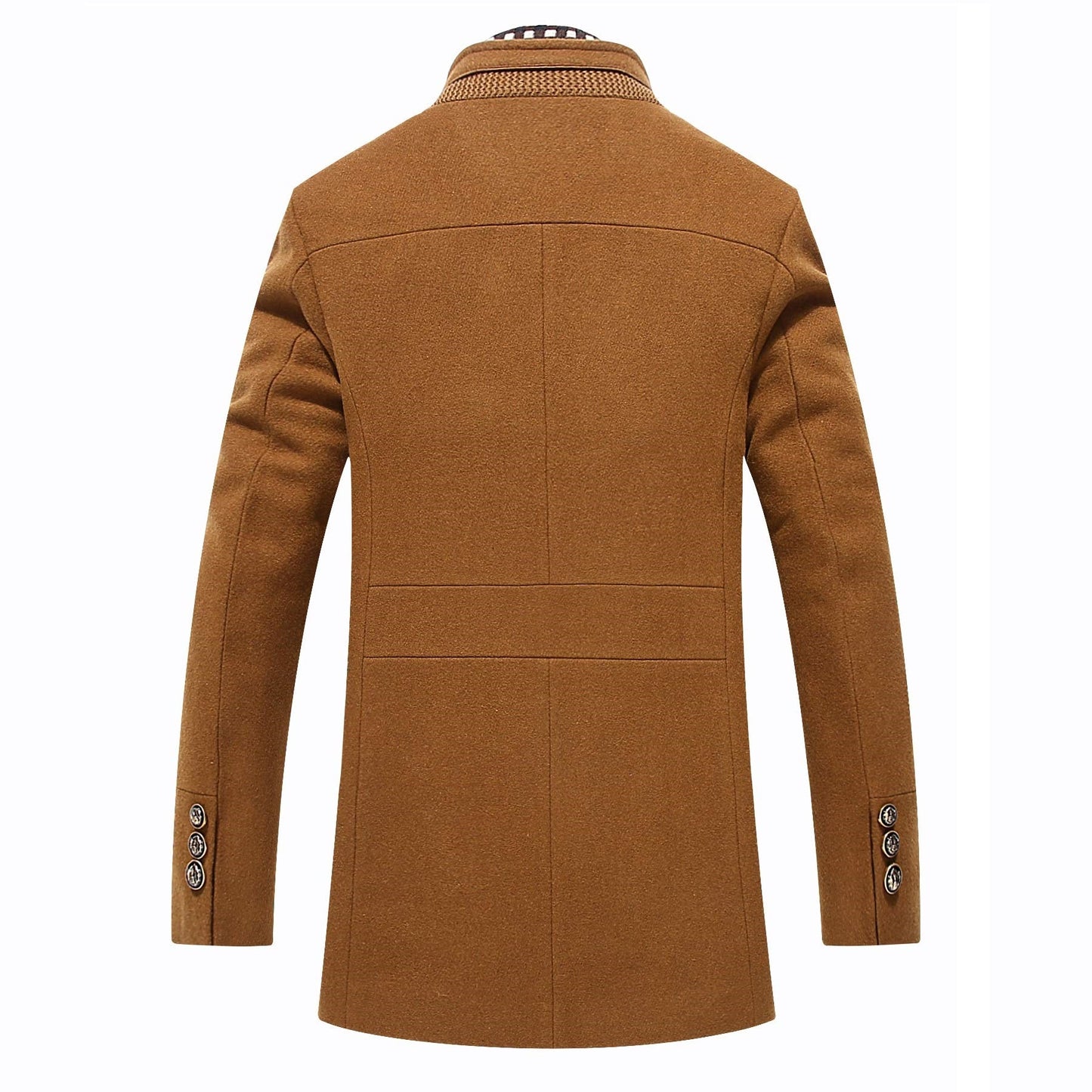 Men's Winter Thick Stand Collar Detachable Scarf Wool Coat