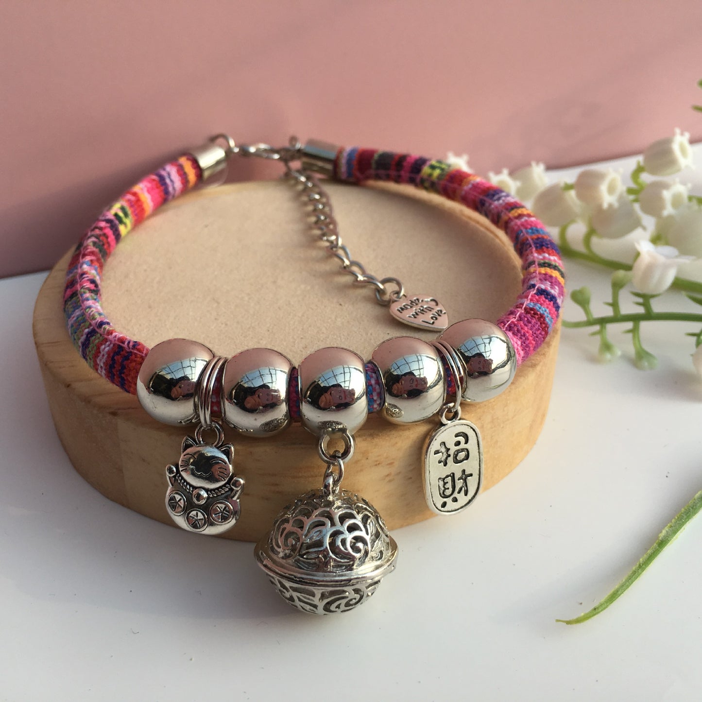 2 Pieces Pet Necklace Adjustable Cat and Dog Ethnic Wind Chime Collar Cat Neck Decoration