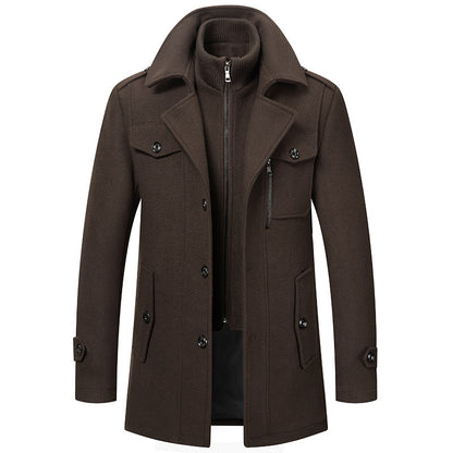 Men's Classic Thicken Double-Layer Collar Wool Coat