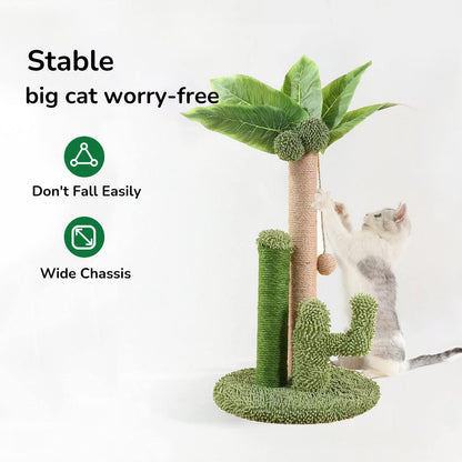 Cat Scratching Posts for Indoor Cats, Cactus Cat Scratcher with Sisal Rope & Multiple Dangling Balls