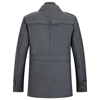 Men's Classic Warm Double-Layer Collar Wool Blend Coat