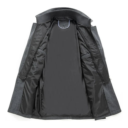 Men's Classic Warm Double-Layer Collar Wool Blend Coat