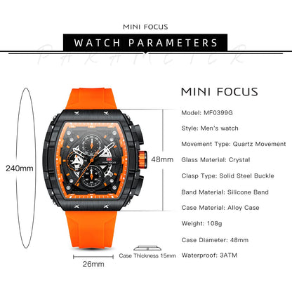 Fashion Hollow Big Dial Luminous Soft Silicon Strap Watch