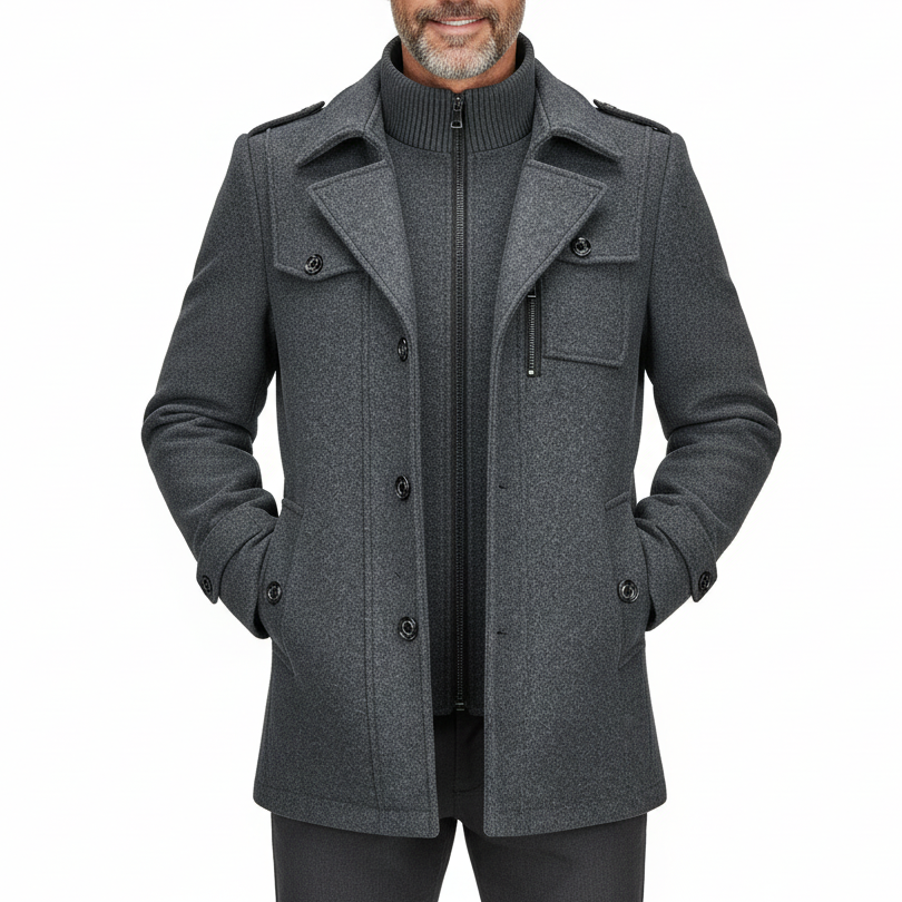 Men's British Thick Double-Layer Wool Blend Coat