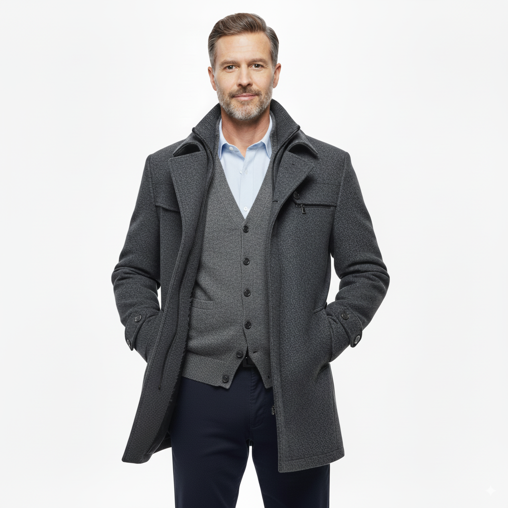 Men's British Double Layered Wool Pea Coat