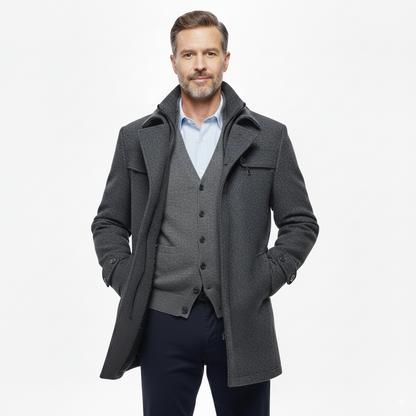 Men's British Double Layered Wool Pea Coat