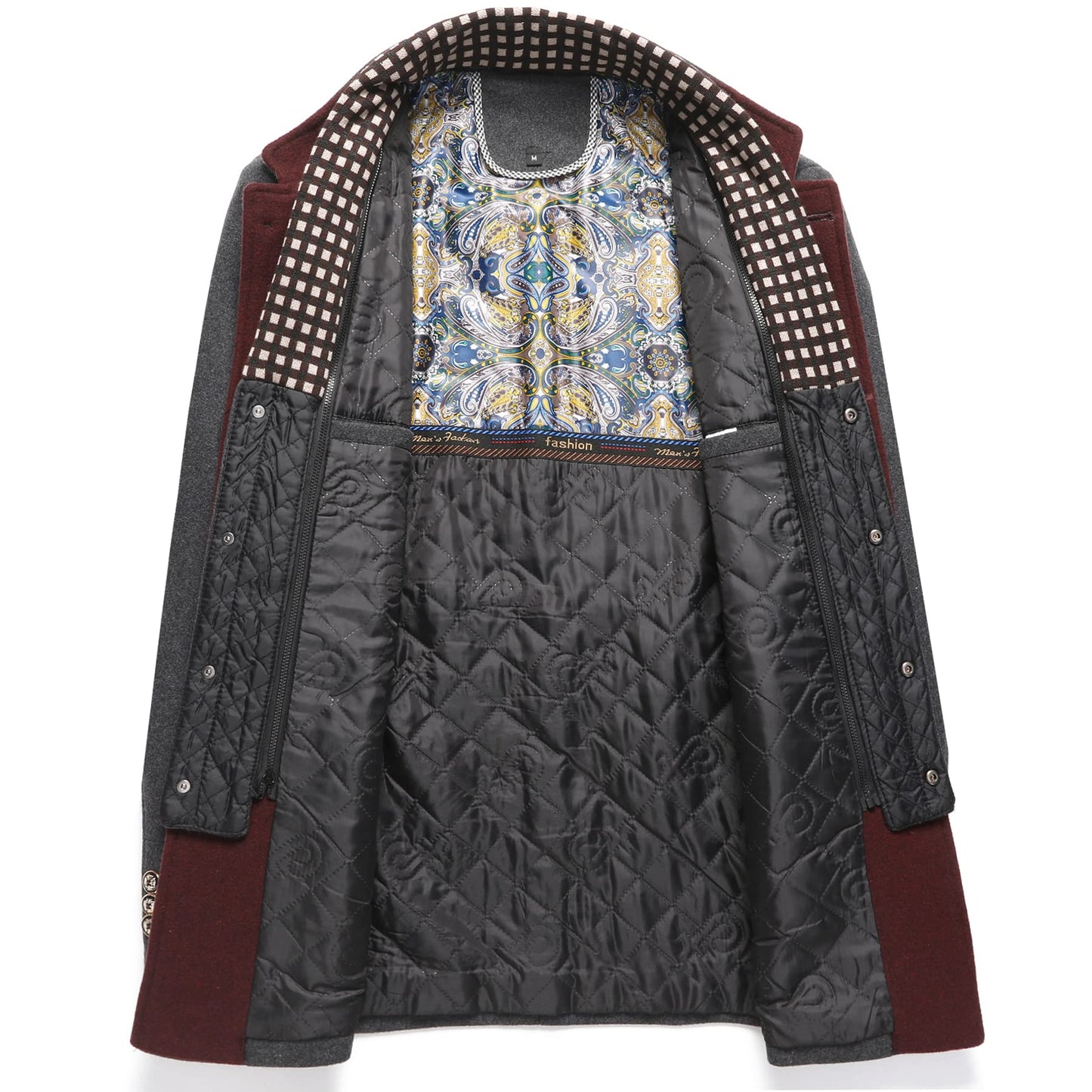 Men's Winter Thick Stand Collar Detachable Scarf Wool Coat