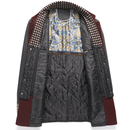 Men's Winter Thick Stand Collar Detachable Scarf Wool Coat