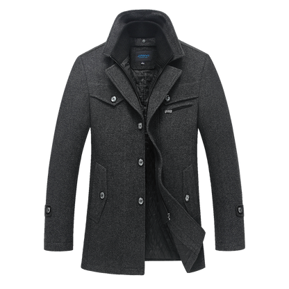 Men's British Double Layered Wool Pea Coat