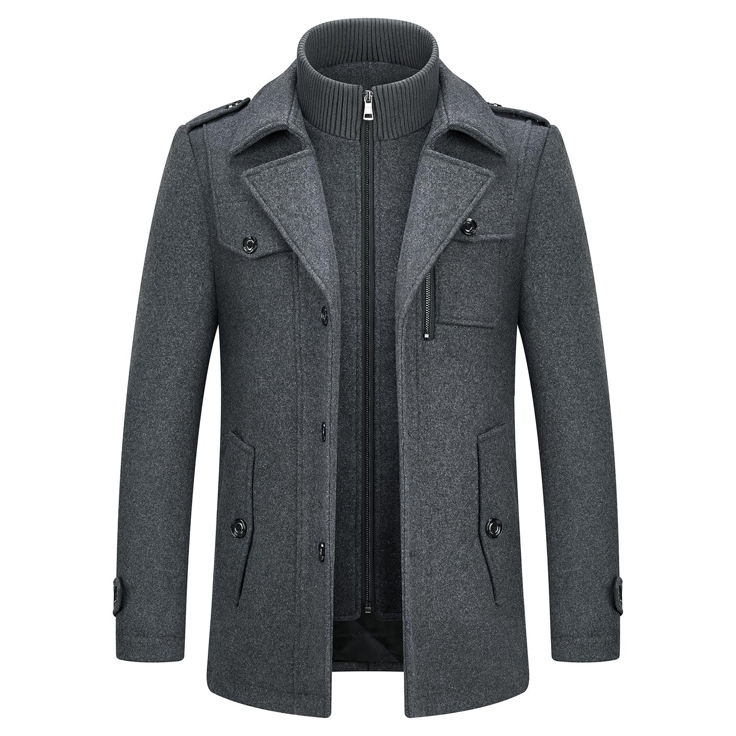 Men's British Thick Double-Layer Wool Blend Coat