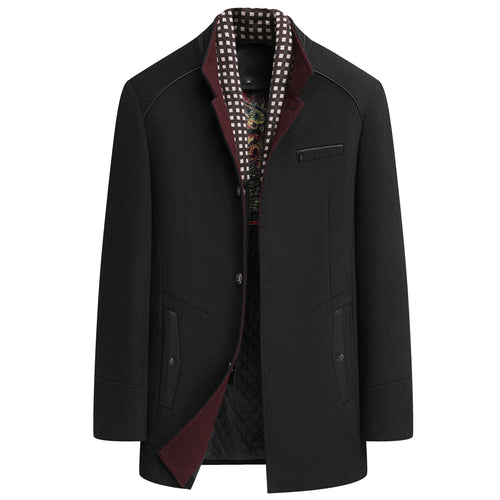 Men's Premium Thick Wool Blend Coat With Detachable Scarf