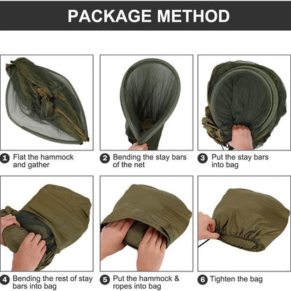 Camping Hammocks with Mosquito/Bug Net, Single &Double Hammock Lightweight Portable Parachute Nylon 1/2 Person Hammock