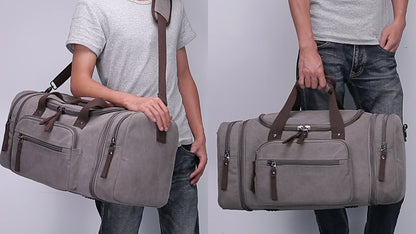 Duffle Bag for Travel, Large Canvas Duffel Bag for Travelling Overnight Weekender Bag Carry On Bag for Men Women