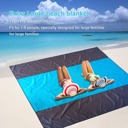 Beach Blanket, Oversized Beach Mat Picnic Blanket Waterproof Sandproof Lightweight Pocket Beach Blankets