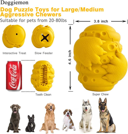 Dog Chew Toys for Aggressive Chewers Large Medium Breeds Dog Puzzle Toys Interactive Treat Dispensing Slow Feeder