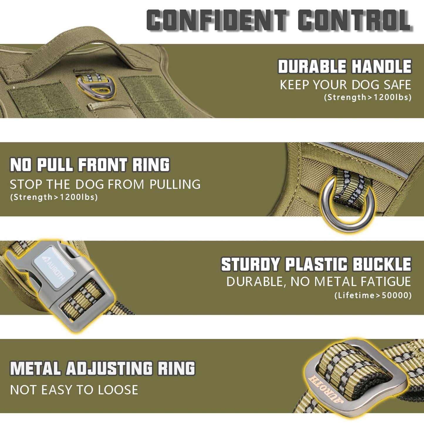 Training Tactical Dog Harness for Dogs No Pull, Outdoor Military Breathable Dog Harness