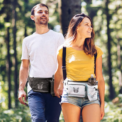 Hiking Fanny Pack, Waist Bag with Water Bottle Holder for Men Women Outdoors Walking Running