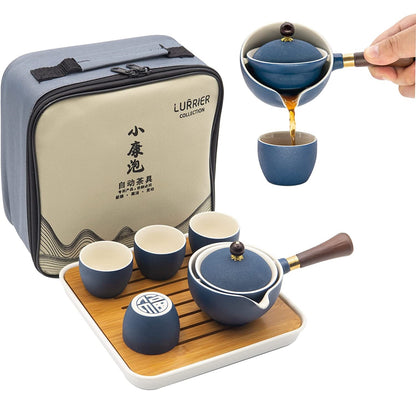 Portable Teapot Set with 360 Rotation Tea maker and Infuser,Portable All in One Gift Bag for Travel,Home,Gifting,Outdoor and Office