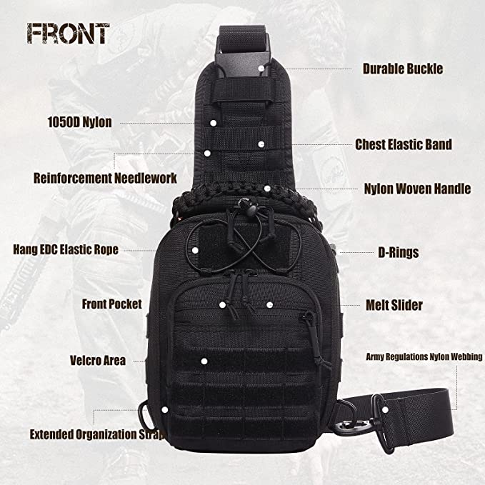 Tactical Sling Bag Pack Military Rover Shoulder Bag Molle Assault Range Bag Backpack