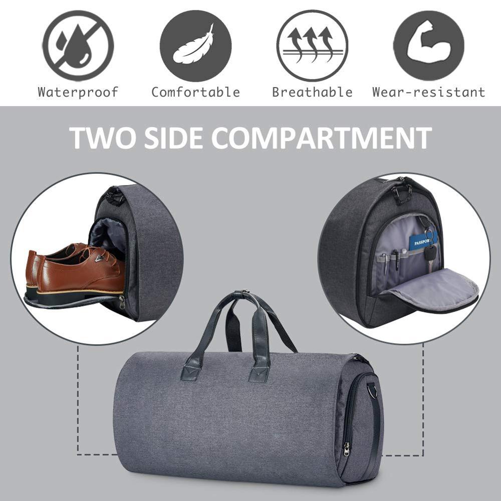 Convertible Garment Bag with Shoulder Strap, Carry on Garment Duffel Bag for Men Women - 2 in 1 Hanging Suitcase Suit Travel Bags